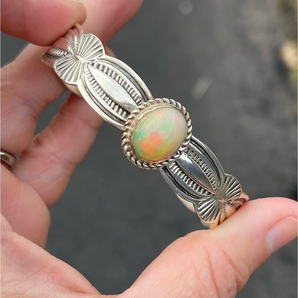 Sterling Silver Ethiopian Opal Cuff - Picture 6 of 7